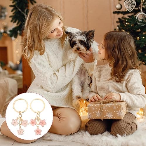 Ouligay 2pcs Cute Keychain Flower Gold Keychain Bag Charm Cute Car Accessories Keys Bag Accessories For Women Gift thumbnail 4