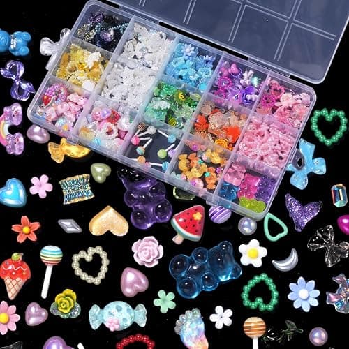 Multi 3D Mix Assorted Color Nail Charms Acrylic Flower Butterfly Bowknots Lollipop Candy Bear Cute Hollow Pearls Nail Charms Jewelry for Nail Art DIY Accessories thumbnail 4