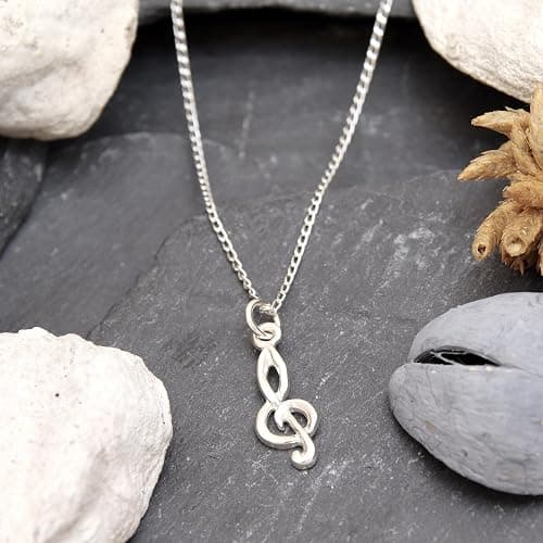 Alexander Castle 925 Sterling Silver Treble Clef Pendant Necklace with 18" Silver Chain & Jewellery Gift Box - Music Gift for Women thumbnail 2