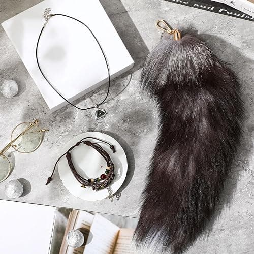 JaGely 3 Pcs Therian Grunge Accessories for Women Pride Symbol Necklace Fairycore Bracelets Fluffy Tail Keychain Cosplay Gift thumbnail 2