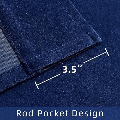 Joydeco Blue Velvet Blackout Curtains 84 Inch - 2 Panels Thermal Insulated Rod Pocket Drapes for Living Room Bedroom Dining Room Privacy thumbnail 4
