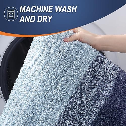 OLANLY Bathroom Rugs Mat 24x16, Extra Soft Absorbent Microfiber Bath Rugs, Rubber Backing, Quick Dry, Machine Washable Bath Mats for Bathroom Floor, Tub and Shower, Home Decor Accessories, Airy Blue thumbnail 6