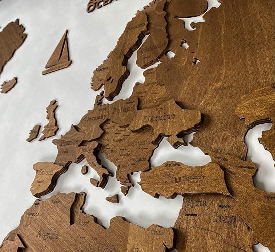 WoodLeo Wooden World Map 3D Art Large Wall Decor - Size (M, L, XL) Any Occasion Gift Idea - Wall Art For Home, Kitchen or Office (SIZE M, VENGE) thumbnail 5