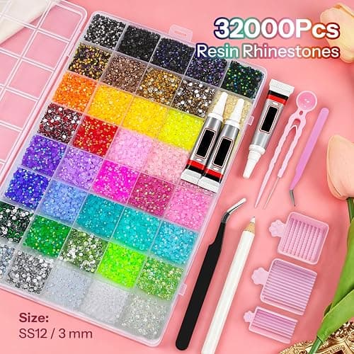 Bedazzling Kit 40 Colors 3mm Rhinestones Gems 32000pcs Nail Gems | bedazzling kit with glue and pen thumbnail 2