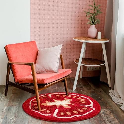 FROZZUR Tomato Cute Bath Mat for Bathroom, Red Round Bath Mat Non Slip Food Shaped Washable Bathtub Rug Bathroom Decor Tub Watermelon Kitchen Decoration thumbnail 6