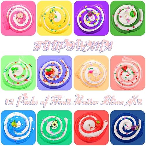 12 Packs Mini Fruit Butter Slime, Cute Peach Colourful Box, 12 Fun Slime Charms, Pre-Made Slime for Kids, Great 6 Year Old Toy, Kids Educational Stress Relief Toy, Party Favour, Birthday Gift thumbnail 7