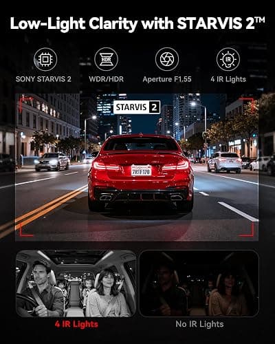 REDTIGER F17 4K 3 Channel Dash Cam, STARVIS 2 IMX675 HDR, 2160P+1080P+1080P Front Inside and Rear Triple Car Camera with 64GB Card, 5.8GHz WiFi GPS, IR Night Vision, G Sensor, WDR, Parking Mode thumbnail 3