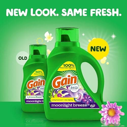 Gain Liquid Laundry Detergent with Odor Defense, Moonlight Breeze Scent, Laundry Soap For HE Washing Machines, 132 fl oz, 100 Loads (Packaging May Vary) thumbnail 2