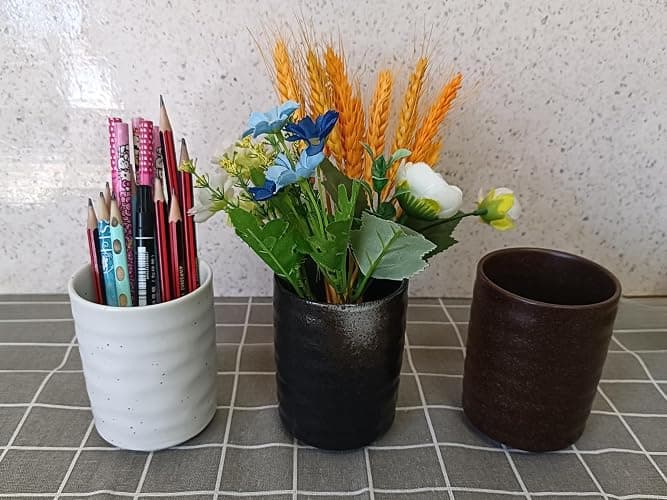 TOPYOKK Stoneware Coffee Bar Utensil Holder Tea & Coffee Spoon & Stirrer Holder for Stir Stick Straw Teaspoon Holder Spoon Cup Small Utensil Jar (White) thumbnail 5