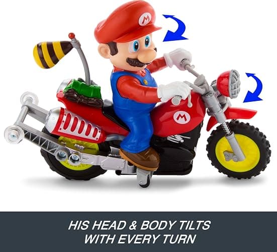 Hot Wheels Mario Wheelie Motocross RC, Remote-Control Motorcycle | Battery-Powered Moto with Figure that Moves & Tilts with Turns, Inspired by The Super Mario Bros. Movie, JML15 thumbnail 6