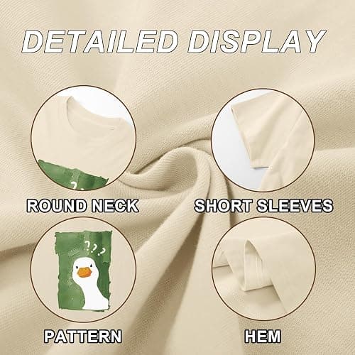 GANGXCHEN Silly Goose Shirt Cute Duck Graphic Tees for Women Funny Tshirts Teen Girls Kawaii Animal Print Tee Tops thumbnail 7