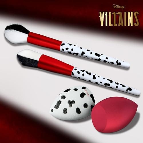 Disney Cruella 7PC Premium Makeup Brush & Blender Set, All-over, Highlighter, Concealer, and Eyeshadow Brush, 2 Beauty Blender Sponges for women and girls by Belle Maison thumbnail 4