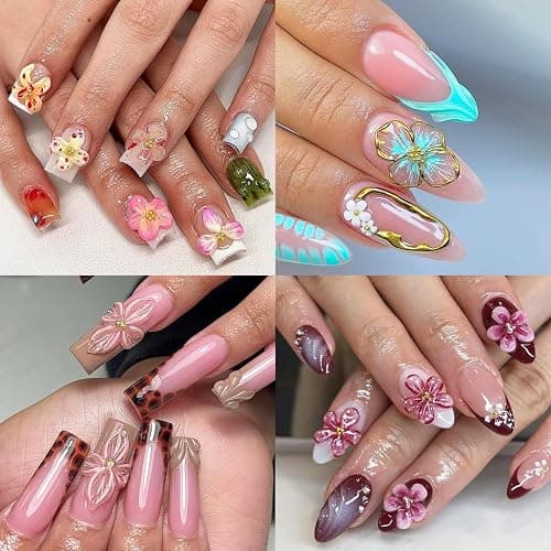 Fcozpjk Silicone Nail Art Molds, 2PCS 3D Flowers Nail Charm Molds with Carving Pen Clear Modeling Templates Hibiscus Flowers Cherry Blossom Design Mold for Resin Epoxy Professional Supplies thumbnail 7