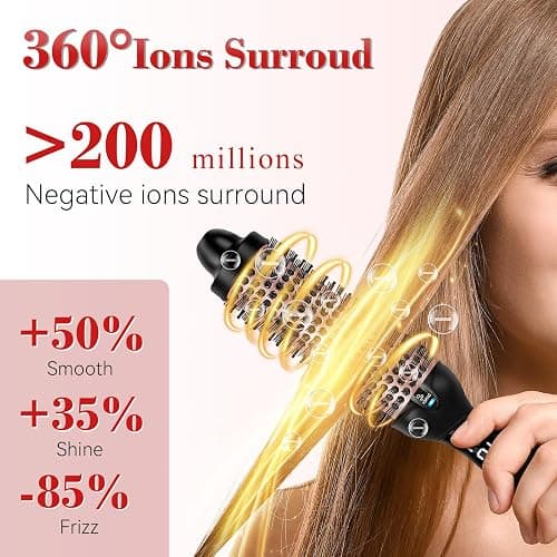 Ufree 1.5 in Ionic Thermal Round Brush for Blowout, 9 Heat Settings | 30s Fast Heat, 285–430°F, 360° Ionic Anti-Frizz, Ceramic-Coated Barrel, Dual Voltage, Travel Ready, Not for Wet Hair thumbnail 5