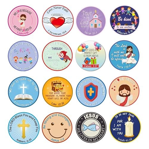 Storrianne Christian Bible Stickers for Kids - 320Pcs 1.5 in Jesus Stickers Christian Scripture Quotes for Church Activities, Sunday School - Image 1