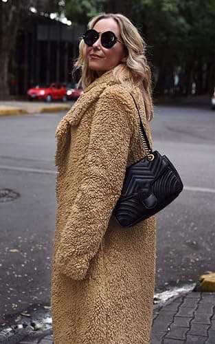 Angashion Women's Fuzzy Fleece Lapel Open Front Long Cardigan Coat Faux Fur Warm Winter Outwear Jackets thumbnail 3