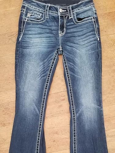 Flamingals Boot Cut Jeans for Women Stretchy Trendy Embroidered Tummy Control Butt Lifting Flare Denim Jeans thumbnail 3
