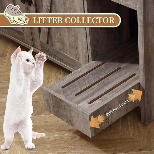 FOREST GRAVITY Cat Cabinet Litter Box Furniture Mobiletto per gatti lettiere Grande lettiera per gatti Arredamento moderno 105 * 68 * 89 cm Casa con porta e divisorio separato Grigio thumbnail 6