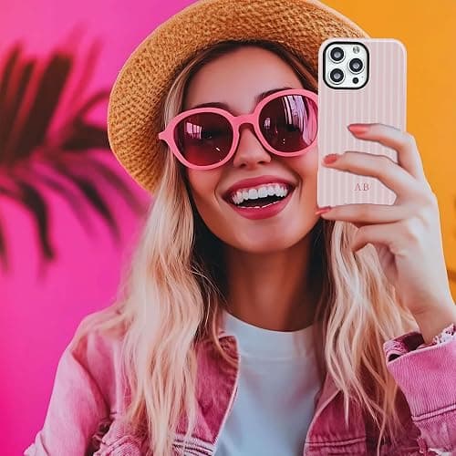 JACFLORAL Magnetic Shockproof Phone Case Compatible with iPhone 17/16/15/14/13/12/11, Custom Initial Letter Design, Minimalist Stripe Pattern Hard Back Cover for Women Men thumbnail 6