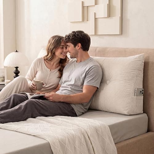 Gnostik Headboard Pillow Twin/Twin XL, Beige Triangle Wedge Pillow Headboard for Dorm, Daybed Backrest Cushion for Reading Sitting Working, 39.4"x15.7"x7.5" thumbnail 5