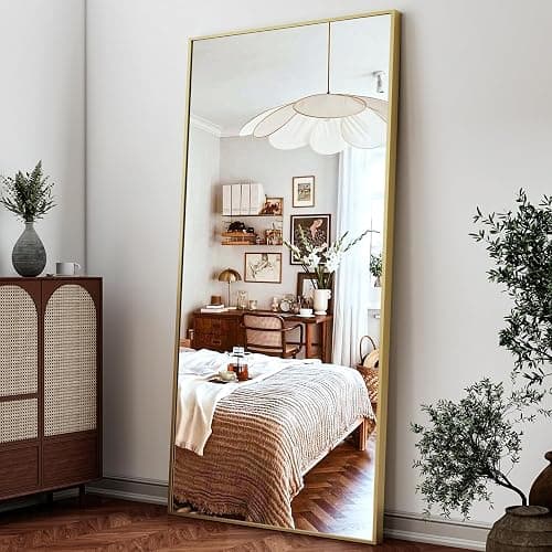 Easly 26"x71" Full Length Mirror, Adjustable Standing/Wall Mounted Floor Mirror for Bedroom, Living Room, Entryway, Large Gold Leaning Mirror with Shatterproof Glass thumbnail 2