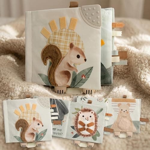 Soft Baby Book with Touch and Feel Pages - Cute Sensory Book for Babies 0-6, 6-12 & 12-18 Months with Mirror & Crinkle Paper - The Perfect Busy Book Toy for Baby Showers Or as a Newborn / Infant Gift thumbnail 9