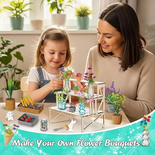 Make It Miniature Botanicals Kit - Mini Plants Collectibles with Flowers, Bouquets, Bonsai, Succulent, Garden, Wooden Display Stand - DIY Crafts Toy Gifts for Kids 6+, Collectors, Decoration thumbnail 3