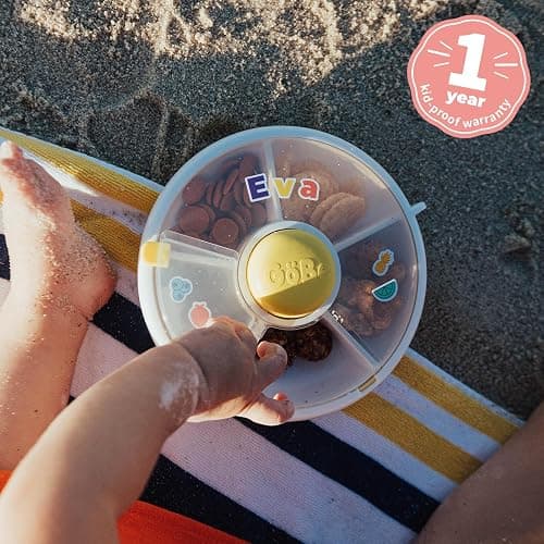 GoBe Kids Small Snack Spinner Flip Bundle with Hand Strap and Sticker Sheet - Reusable Snack Container with 5 Compartment Dispenser and Lid | BPA/PVC Free | Dishwasher Safe | No Spill- Mint Green thumbnail 4