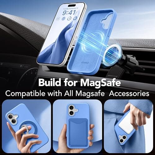GONEZ Magnetic for iPhone 16 Case, Compatible with MagSafe, [Screen Protector + Camera Lens Protector], Liquid Silicone Shockproof Protective Phone Case for iPhone 16 6.1", Royal Blue thumbnail 4