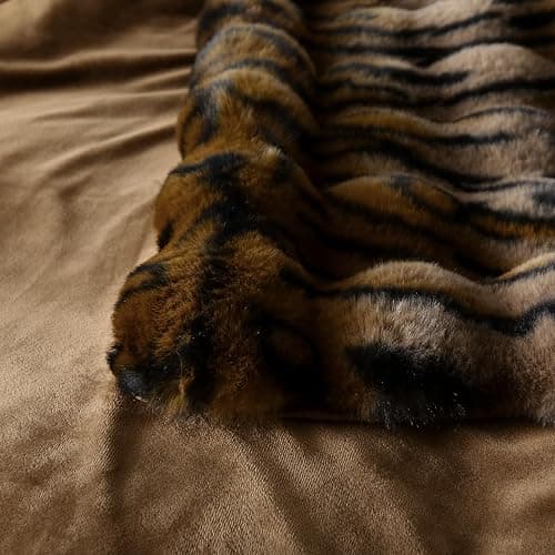 MERRYLIFE Luxury Thick Plush Tiger Print Faux Rabbit Fur Throw Blanket Ultra-Plush Cozy Soft Decorative Blanket Use for Couch Bed Travel (Tiger, 60"*80") thumbnail 6