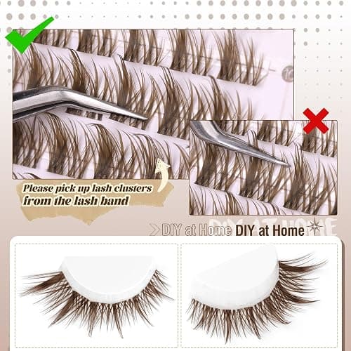 Brown Lash Clusters Wispy Eyelash Extensions Dark Brown Lash Extensions 10-16MM DIY at Home CC-Curly Eyelash Clusters Natural Spiky Lash Individuals 120 Pcs Cluster Lash Pack by Mavphnee thumbnail 6