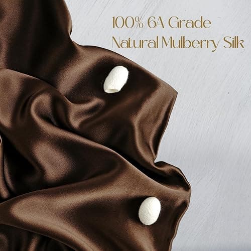 ZIMASILK 100% Pure Mulberry Silk Pillowcase for Hair and Skin Health,Soft and Smooth,Both Sides Premium Grade 6A Silk,600 Thread Count,with Hidden Zipper,1pc(Standard 20''x26'',Chocolate) thumbnail 3