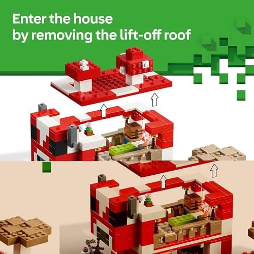 LEGO Minecraft The Mooshroom House Toy Figures and Playset - Building Minecraft Toy for Kids, Boys and Girls, Ages 8+ - with Steve and Other Figures for Pretend Play - Gift Idea for Birthdays - 21270 thumbnail 3