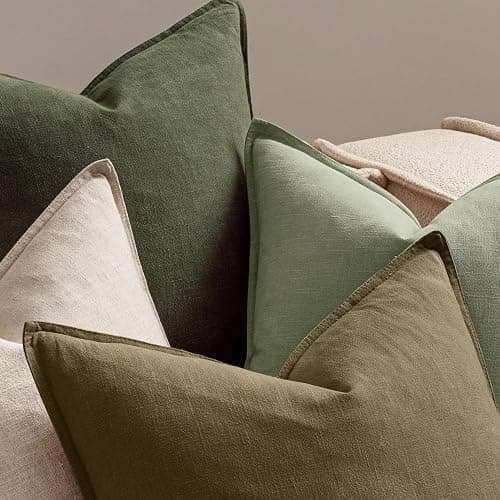 MIULEE Green and White Pillow Covers Pack of 4 Christmas Decorative Natural Solid Throw Pillow Covers Soft Accent Boho Farmhouse Couch Pillowcases Modern Decor for Living Room Bed Sofa 18x18 Inch thumbnail 6