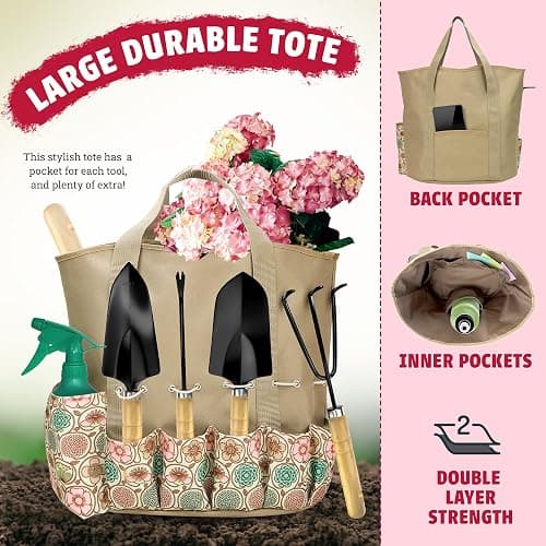 Gardening Tools for Women Stainless Steel Gardening Tools - Gardening Kit Garden Tools for Women Includes Shovel Trowel Fork Rake Gardening Gloves Perfect Gardening Gifts - Light Green thumbnail 2