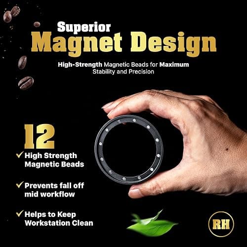 Roast Hub 51mm Magnetic Dosing Funnel for Portafilter Espresso Machine ~ High Strength 12 Magnet Design ~ Fits Most Express Coffee Machines ~ Home Barista Espresso Portafilter Adapter ~ UK Brand - 51mm thumbnail 3