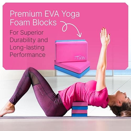 Yoga Blocks 2 Pack with Strap and Guide – Soft Non-Slip EVA Foam Blocks | High-Density Pilates Blocks for Home Workouts, Dance, Ballet, Gymnastics & Stretching Exercise, Dance Accessories and Gifts thumbnail 4