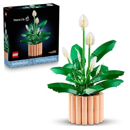 LEGO Botanicals Friedenslilie - Kunstblumen Set mit Zimmerpflanzen für Erwachsene - inkl. künstlicher weißer Blüten & Knospen - DIY Deko für Wohnzimmer oder Schlafzimmer - Geschenk für Frauen - 11504 - Image 1