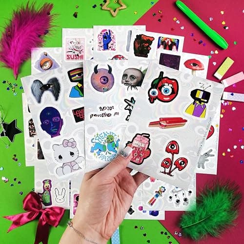 BulbaCraft 100Pcs Weirdcore Stickers, Weird Stickers for Adults, Weird Gifts, Psychedelic Decals, Trippy Decals, Weirdcore Accessories, Gifts for Women & Men thumbnail 8