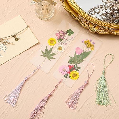 Fuyoooo 376 Pcs DIY Bookmark Making Kit, 150 Bookmark Laminating Pouches Bulk with 150 Tassels and Puncher DIY Projects Party Favor Gift for Reading Women Book Lovers(2 x 6 Inch,Pink) thumbnail 2