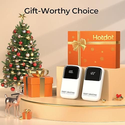 Hotdot Hand Warmers Rechargeable, Heat Levels (104–131°F), Real-Time Temp & Battery Display, Electric Hand Warmers, Fast Heating, Fits in Gloves/Pocket, Gifts for Women & Men thumbnail 8