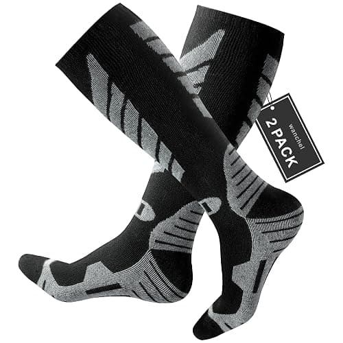 wanchel Merinowoll-Skisocken - 2 Paar knielange Skisocken, winterwarme Snowboard-Thermosocken, Kälteschutzsocken für Herren Damen - Image 1
