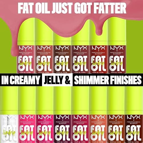 NYX Professional Makeup Lip Gloss, High Shine, Non-Sticky Finish, 12H Hydration, With Squalane, Rapsberry and Cloudberry Oils, Fat Oil Lip Drip, Shade: Chillin' Like a Villain (Cream Pale Dusty Rose) thumbnail 7