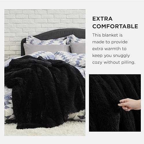 Bedsure GentleSoft Fluffy Black Blankets Queen Size for Bed, Thick Sherpa Faux Fur Fleece Fuzzy Plush Winter Warm Soft Full Queen Blankets, Bedroom Decor Black Gifts Cozy Gifts for Women Men, 90x90 thumbnail 4