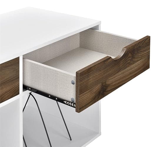 Novogratz Concord Turntable Stand with Drawers, White thumbnail 4