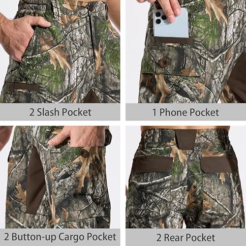 LOOGU Camo Hunting Pants for Men Water-Resistant Quiet & Matte Turkey Hunting Camo Pants for Men with 6 Pockets thumbnail 7