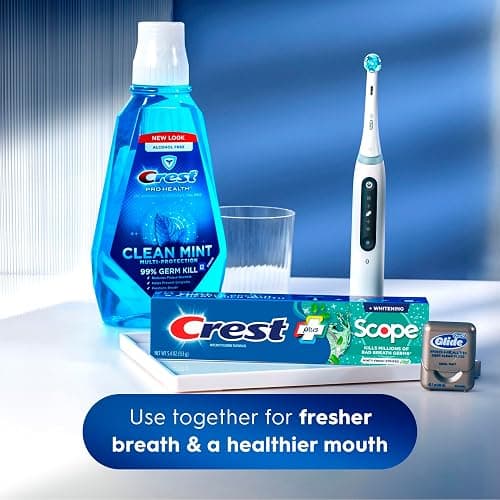 Crest + Scope Whitening Toothpaste - Pack of 3, 5.4 Oz Tubes - Anticavity Fluoride Toothpaste, Fresh Breath, Kills Germs - Tartar Protection, Enamel Protection - Minty Fresh Flavor thumbnail 4