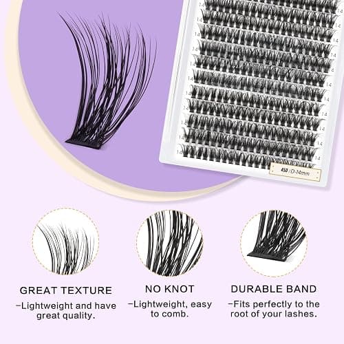 Lash Clusters Individual Lashes Lash 280 PCS Eyelash Clusters False Eyelash Lash Extension Fluffy Natural Cluster Eyelash Extensions DIY Eyelash Extensions at Home (RR280-45D-D-10mm) thumbnail 3