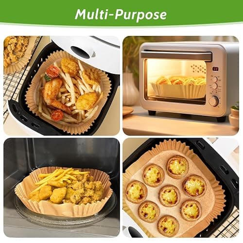 360 Pcs 8” Square Unbleached Heavy Duty Air Fryer Paper Liners Disposable, Non-Stick & Non-Leak Parchment Paper Liners for Airfryer Basket, Deep Fryer Parts & Accessories thumbnail 6