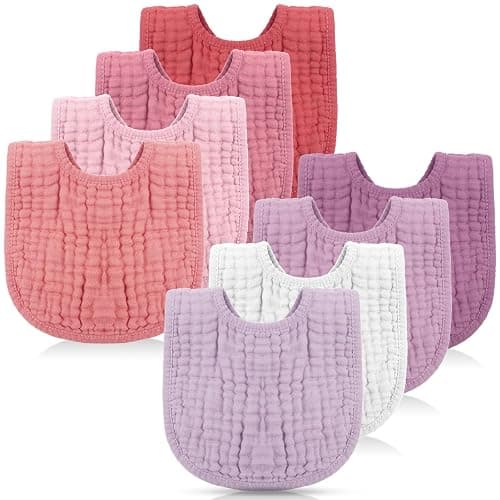 Frienda 8 Pcs Muslin Baby Bibs Cotton Bandana Drool Bibs Bulk for Newborn Infant 6 Absorbent Layers Feeding Accessory - Image 1